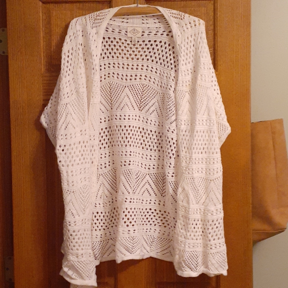 Crochet short sleeve open cardigan